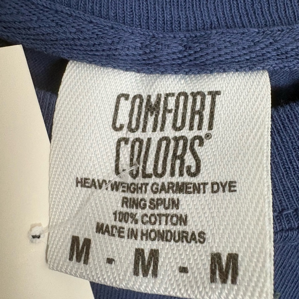 DEAR HEART Comfort Colors Navy Graphic Faith Love God Love People Tee Medium NWT - Picture 3 of 4